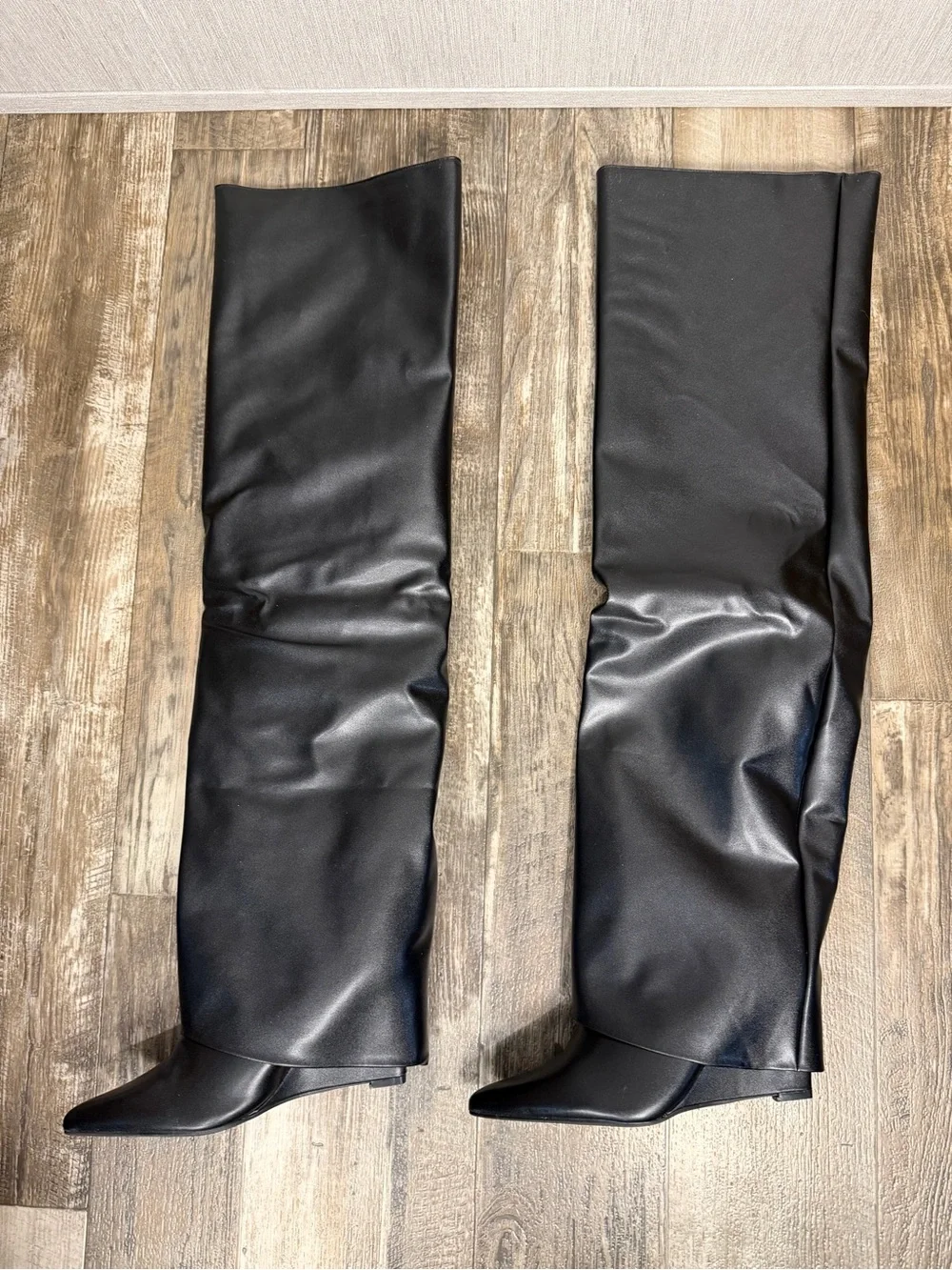 Fashion Nova Black Over-the-Knee, Extra Tall Pointed Toe Boots Size 11